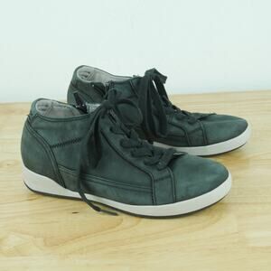 Dansko US 7 EU 37 Onyx Sneaker Wedge Comfort Zip Grey Nubuck Leather Booties